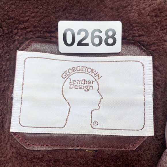 Vintage 90s Red Brown Leather Button Jacket Blazer Tie Waist Removable Lining L - Picture 16 of 16